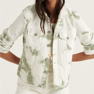 Lucky Brand Tomboy Trucker Green Tie Dye Denim Jacket | Size M